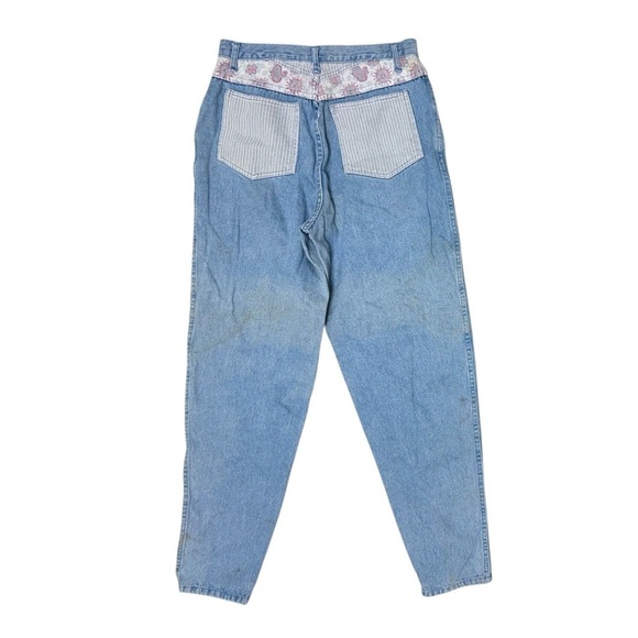 Vintage 90s Stefano Relaxed Fit High Rise Tapered Paisley Embellished Jeans 16 - Picture 1 of 9